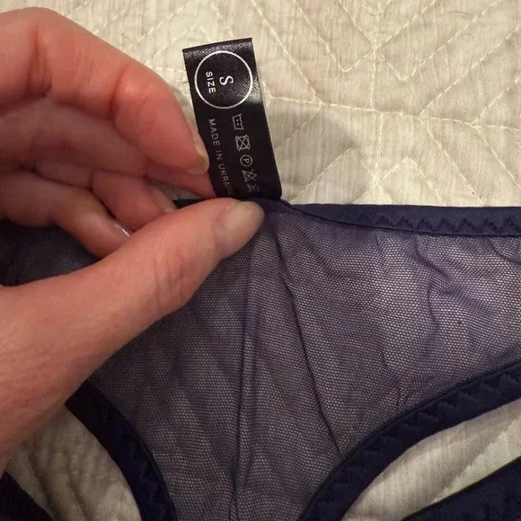 NEW Navy Blue Rosemary Bra and Panties Matching Set, Marie Mur, 34D and S - Picture 8 of 9